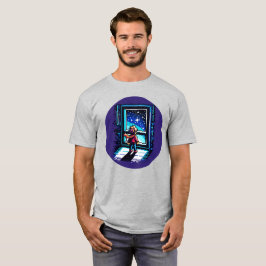 Stargazer bij het raam Dromerige Pixel Art Night S T-shirt