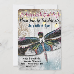 Stargazer Dragonfly Birthday Uitnodiging