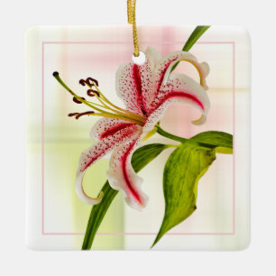 Stargazer Elegant Star Lily Floral Foto Keramisch Ornament