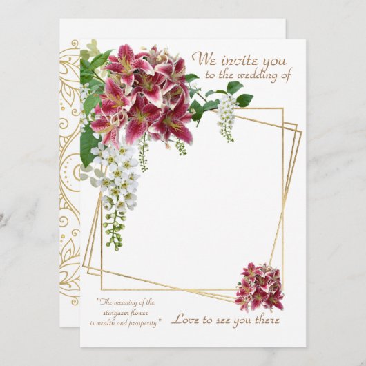 Stargazer Floral Wedding Kaart (Voorkant / Achterkant)