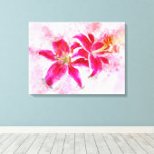 Stargazer Lelie bloem waterverf - wb 03 Canvas Afdruk (Insitu (Houten vloer))