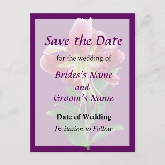 Stargazer Lelie Omlaag Kijkende Trouw Opslag Kaart (Voorkant)