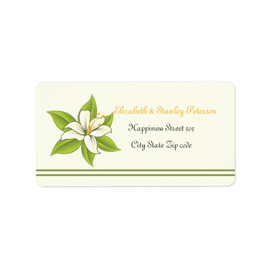 Stargazer lelie wit bruiloft aangepaste label (Voorkant)