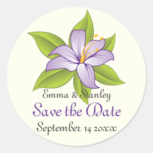 Stargazer lila paarse bruiloft Save the Date Ronde Sticker (Voorkant)
