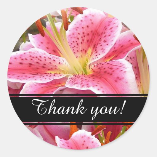 "Stargazer" Lilies Bedankt Ronde Sticker (Voorkant)