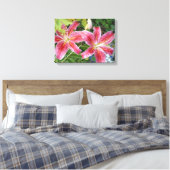 Stargazer Lilies Garden Floral Canvas Afdruk (Insitu (Slaapkamer))