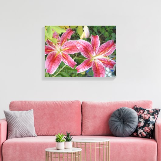 Stargazer Lilies Garden Floral Canvas Afdruk (Insitu (Woonkamer))