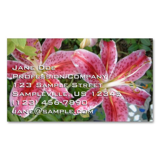 Stargazer Lilies Garden Floral Magnetisch Visitekaartje (Voorkant)