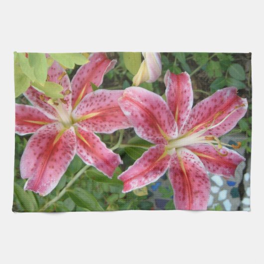 Stargazer Lilies Garden Floral Theedoek (Horizontaal)