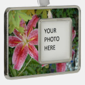 Stargazer Lilies Garden Floral Verzilverd Omlijst Ornament (Rechts)