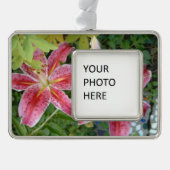Stargazer Lilies Garden Floral Verzilverd Omlijst Ornament (Voorkant)