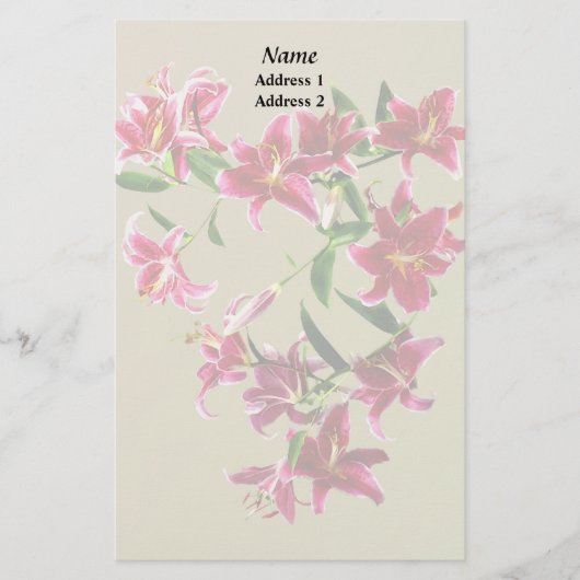 Stargazer Lilies Heart Wedding Products Briefpapier (Voorkant)