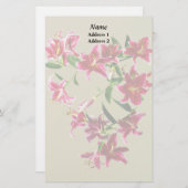 Stargazer Lilies Heart Wedding Products Briefpapier (Voorkant / Achterkant)