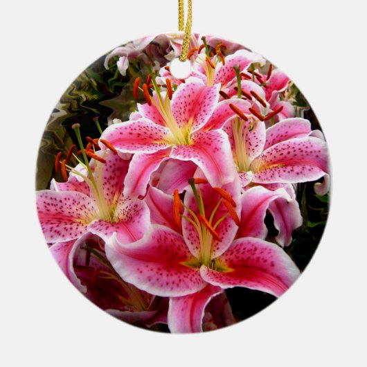 "Stargazer" Lilies Keramisch Ornament (Voorkant)