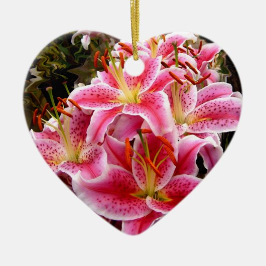 "Stargazer" Lilies Keramisch Ornament (Voorkant)