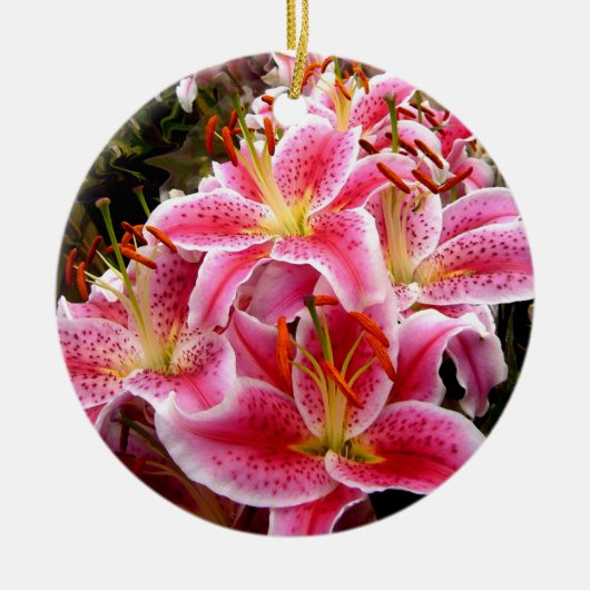 "Stargazer" Lilies Keramisch Ornament (Voorkant)