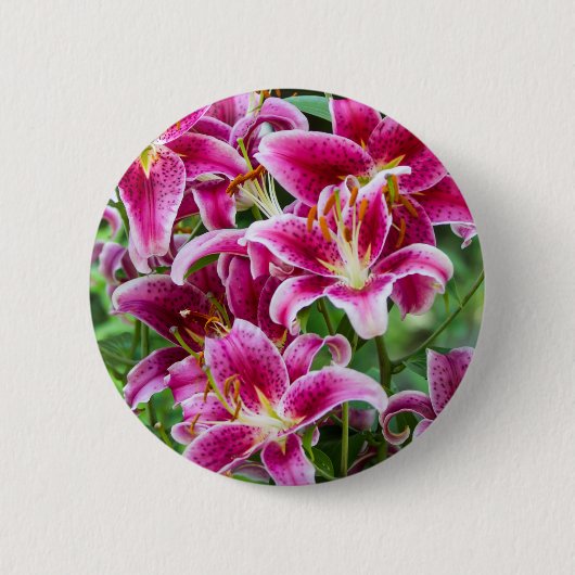 Stargazer Lilies Ronde Button 5,7 Cm (Voorkant)