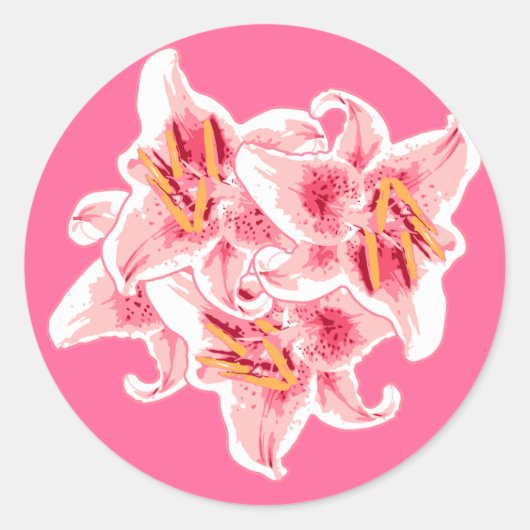 Stargazer Lilies Ronde Sticker (Voorkant)