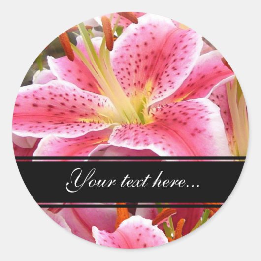 "Stargazer" Lilies Ronde Sticker (Voorkant)