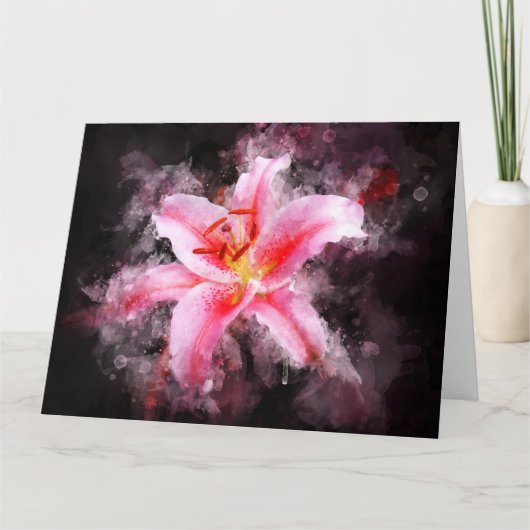 Stargazer Lily bloem waterverf - bb 01 Bedankkaart (Voorkant)