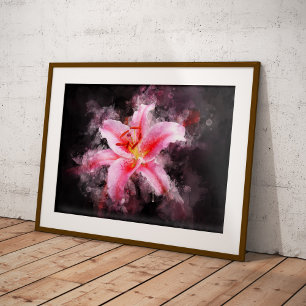 Stargazer Lily bloem waterverf - bb 01 Poster