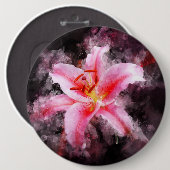 Stargazer Lily bloem waterverf - bb 01 Ronde Button 6,0 Cm (Voorkant /achterkant)
