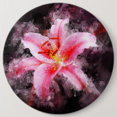 Stargazer Lily bloem waterverf - bb 01 Ronde Button 6,0 Cm (Voorkant)