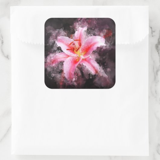 Stargazer Lily bloem waterverf - bb 01 Vierkante Sticker (Tas)