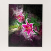 Stargazer Lily bloem waterverf - bb 02 Legpuzzel (Verticaal)