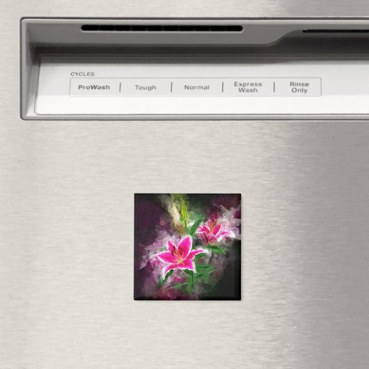 Stargazer Lily bloem waterverf - bb 02 Magneet (Insitu (Vaatwasser))