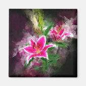 Stargazer Lily bloem waterverf - bb 02 Magneet (Voorkant)