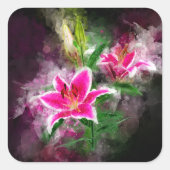 Stargazer Lily bloem waterverf - bb 02 Vierkante Sticker (Voorkant)