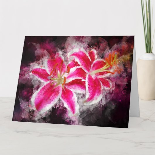 Stargazer Lily bloem waterverf - bb 03 Bedankkaart (Voorkant)