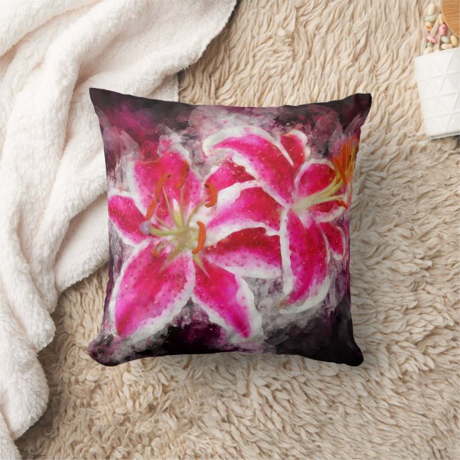 Stargazer Lily bloem waterverf - bb 03 Kussen (Deken)