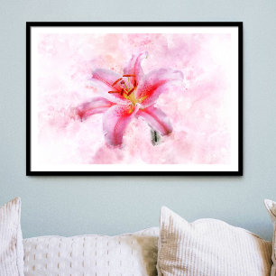Stargazer Lily bloem waterverf - wb 01 Poster