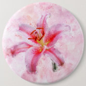 Stargazer Lily bloem waterverf - wb 01 Ronde Button 6,0 Cm (Voorkant)