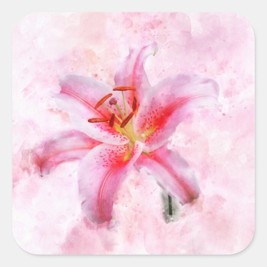 Stargazer Lily bloem waterverf - wb 01 Vierkante Sticker (Voorkant)
