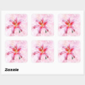 Stargazer Lily bloem waterverf - wb 01 Vierkante Sticker (Vel)