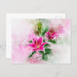 Stargazer Lily bloem waterverf - wb 02 Briefkaart