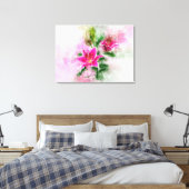 Stargazer Lily bloem waterverf - wb 02 Canvas Afdruk (Insitu (Slaapkamer))