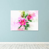 Stargazer Lily bloem waterverf - wb 02 Canvas Afdruk (Insitu (Houten vloer))