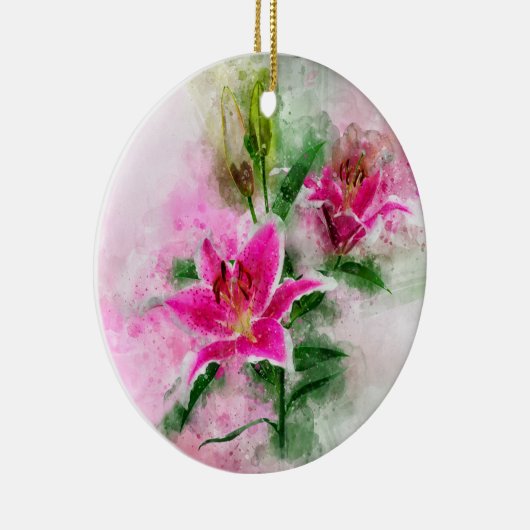 Stargazer Lily bloem waterverf - wb 02 Keramisch Ornament (Rechts)