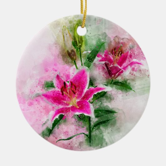 Stargazer Lily bloem waterverf - wb 02 Keramisch Ornament (Voorkant)