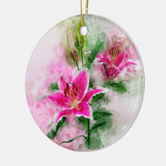 Stargazer Lily bloem waterverf - wb 02 Keramisch Ornament (Links)
