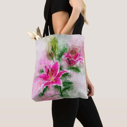 Stargazer Lily bloem waterverf - wb 02 Tote Bag (Dichtbij)