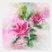 Stargazer Lily bloem waterverf - wb 02 Vierkante Sticker (Voorkant)