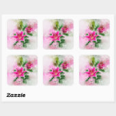 Stargazer Lily bloem waterverf - wb 02 Vierkante Sticker (Vel)