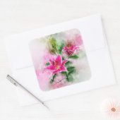 Stargazer Lily bloem waterverf - wb 02 Vierkante Sticker (Envelop)