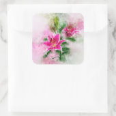 Stargazer Lily bloem waterverf - wb 02 Vierkante Sticker (Tas)
