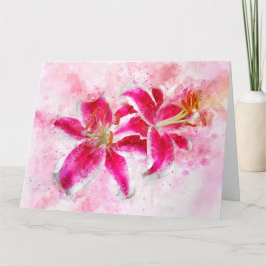 Stargazer Lily bloem waterverf - wb 03 Bedankkaart (Voorkant)